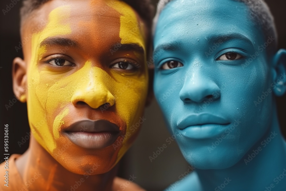 two young men with skin colors. Generative AI two young men with skin colors. Generative AI