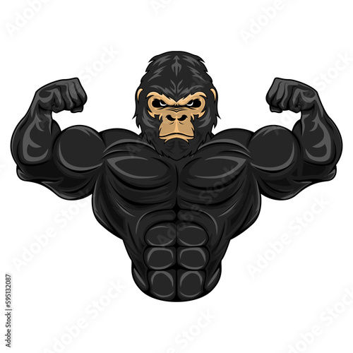 Muscular black gorilla mascot