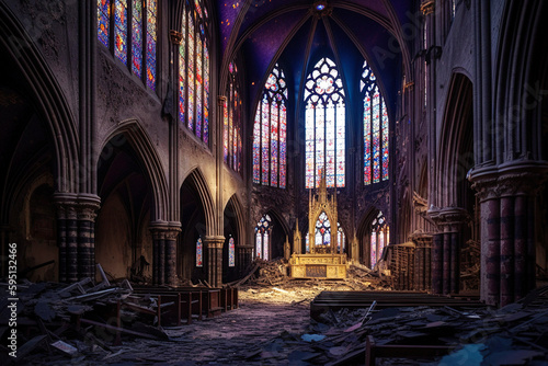 Decimated Cathedral Interior - generative AI