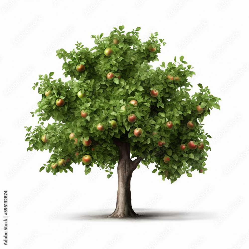 Apple tree isolated 3D illustration. Generative ai.