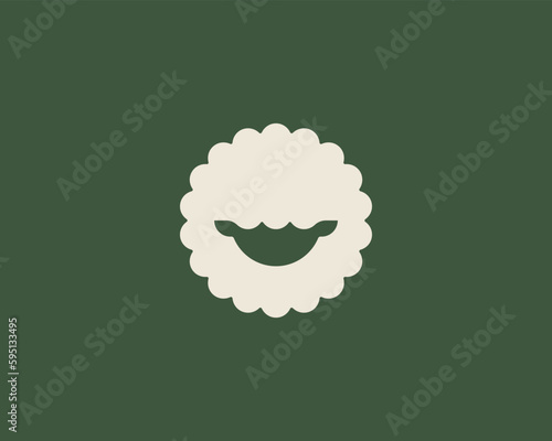 Sheep logo. Cute ewe icon. Domestic animal sign. Farm logotype. Vector illustration.