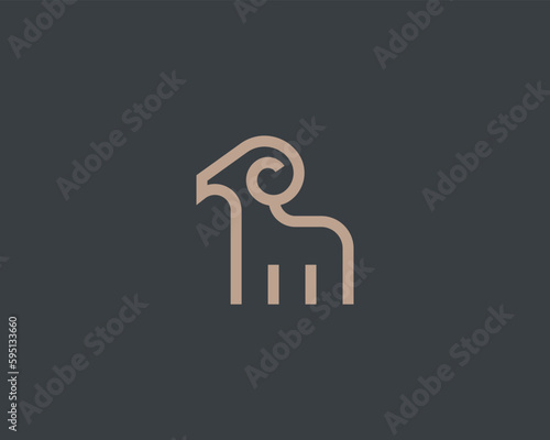 Ram vector logo. Premium goat symbol. Universal farm reserve logotype. Vector illustration.