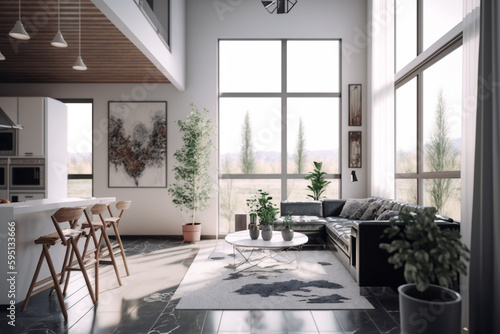 White modern house interior AI