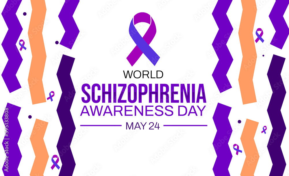 World Schizophrenia Awareness Day Background with purple ribbon and