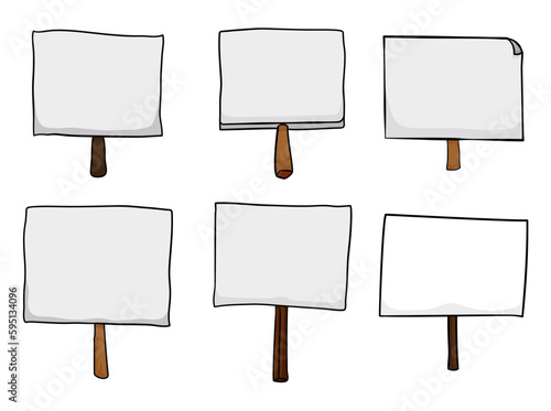Set of placards with blank space in cartoon style, Vector illustration