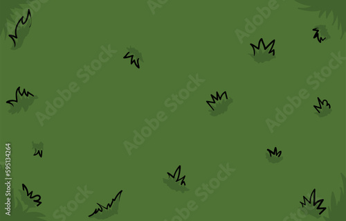 Top view of green field with grass in cartoon style, Vector illustration © Penwin