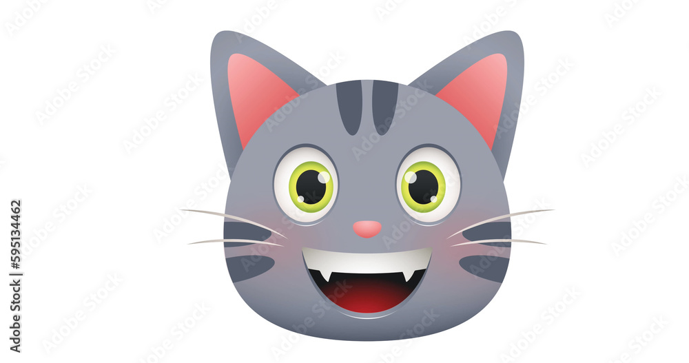 Composition of cat icon on white background