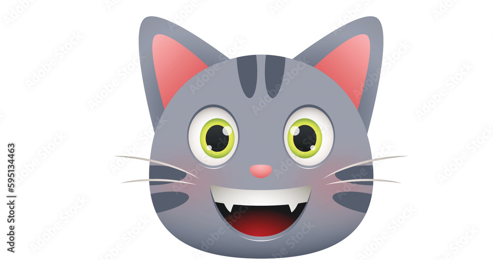 Composition of cat icon on white background Composition of cat icon on white background