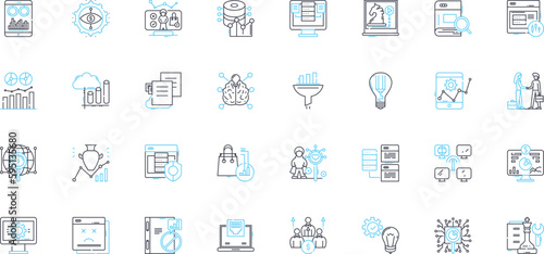 Revenue growth linear icons set. Expansion, Development, Profits, Increase, Gain, Advancement, Uplift line vector and concept signs. Enhancement,Progress,Prosperity outline illustrations