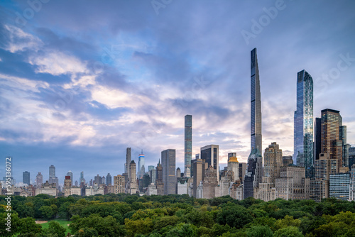 Modern skyscraper architecture along Central Park, New York City, USA photo