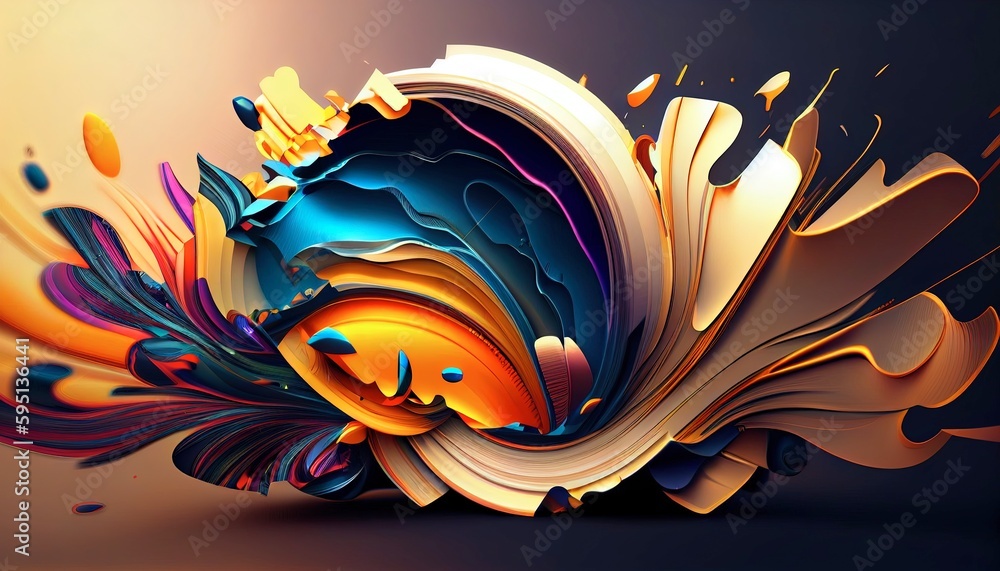 In The Style Of 8k Resolution Background, 3d Render Colorful Abstract Art  Background Horizontal Colorful Abstract