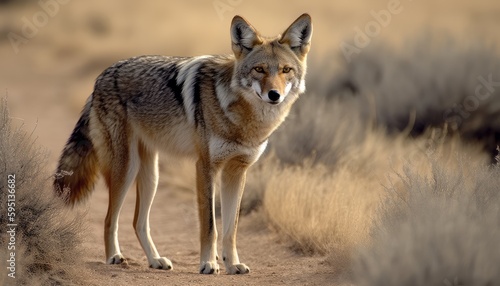 Coyote animal in a grassland ai, ai generative, illustration