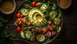 Fresh gourmet salad with organic vegetables and avocado generated by AI