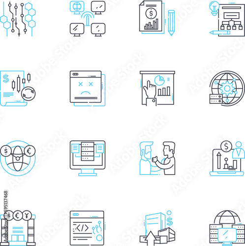 Mtary statistics linear icons set. Averages, Variance, Standard deviation, Hypothesis, Probability, Correlation, Regression line vector and concept signs. Skewness,Kurtosis,Outliers outline