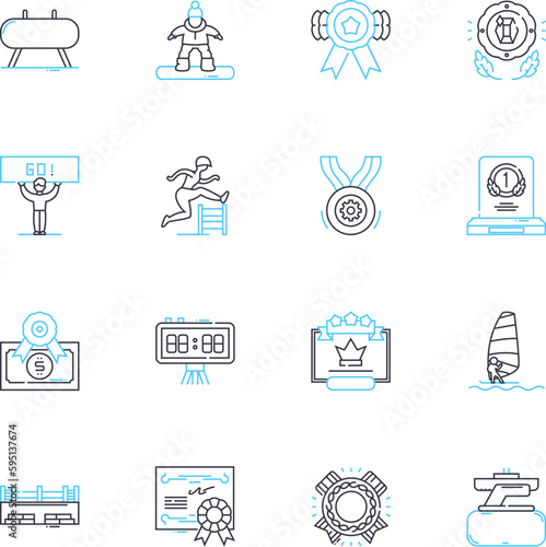Victor linear icons set. Inventive, Intelligent, Ambitious, Brooding, Obsessive, Brilliant, Isolated line vector and concept signs. Determined,Driven,Focused outline illustrations