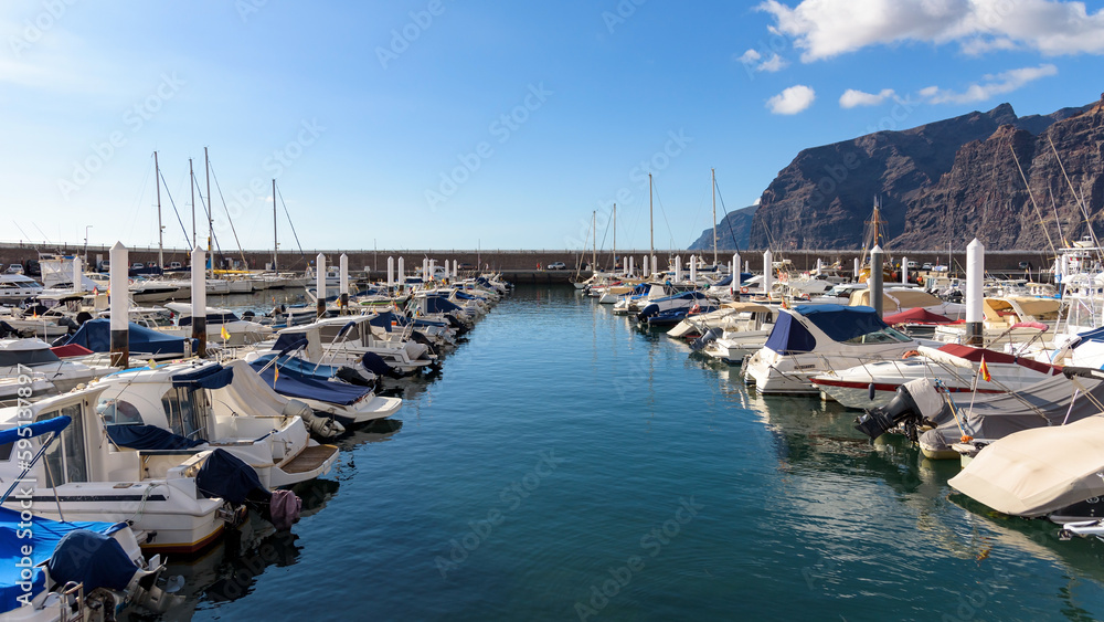 View of port in Los Gigantes on Tenerife island