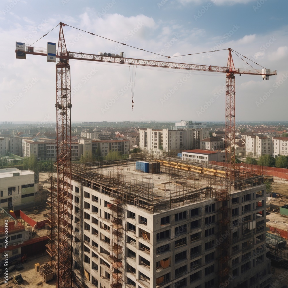 construction site of a high-rise structure. generative ai construction site of a high-rise structure. generative ai