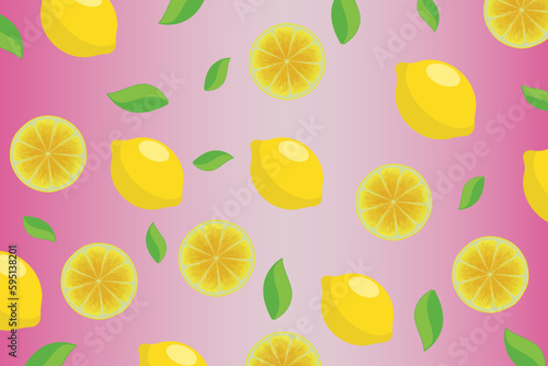 Citrus pattern, slices of lemon. Fresh organic tropical fruit background. Vegetarian design full of vitamins, creative summer refreshing concept