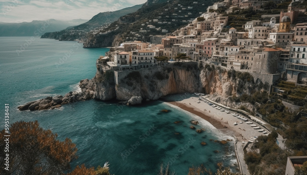Idyllic Amalfi Coast A panoramic nautical journey generated by AI