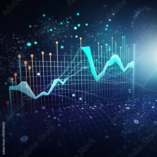 The idea of financial and investment data. Data on business sales, business progress, and a growth graph plan. Corporate growth and business strategy. generative ai