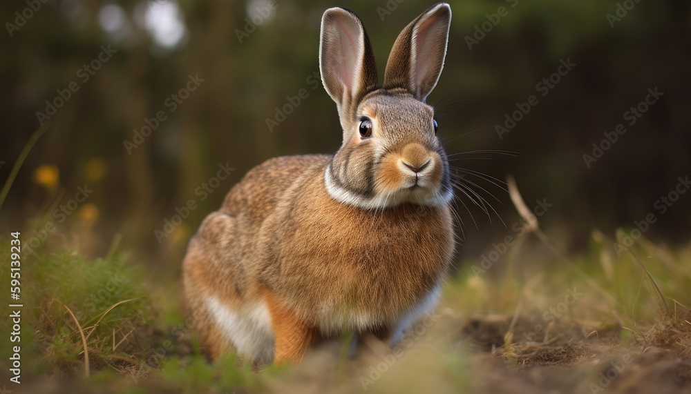 Fototapeta premium A cute rabbit in a grassland ai, ai generative, illustration