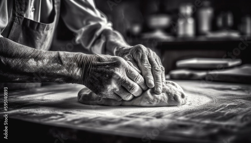Handmade dough rolled by skilled chef hands generated by AI © Stockgiu