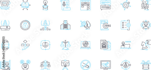 Rapid prototyping linear icons set. Iterative, Agile, Design, Innovation, Precision, Efficiency, Manufacturing line vector and concept signs. Printing,Model,Testing outline illustrations
