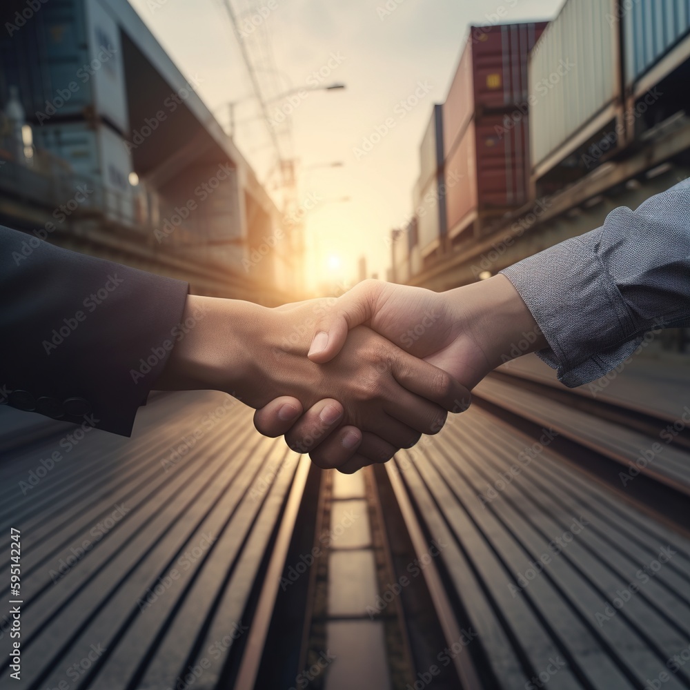 Intelligent logistics and transportation. Handshake for investment deal