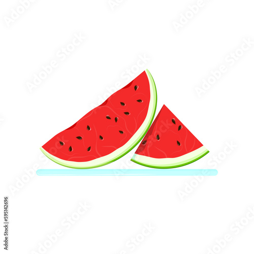Half and a slice of watermelon. Vector illustration
