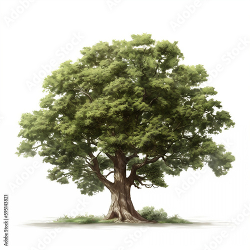 Tree isolated on white background.Tropical tree. Generative ai.