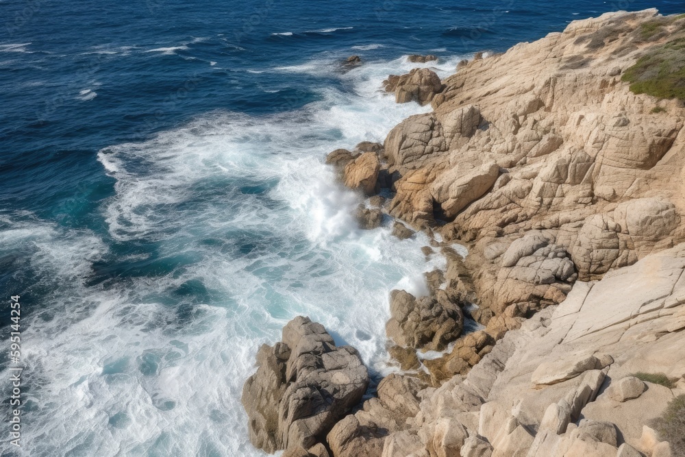 panoramic view of the ocean from a high cliff. Generative AI panoramic view of the ocean from a high cliff. Generative AI