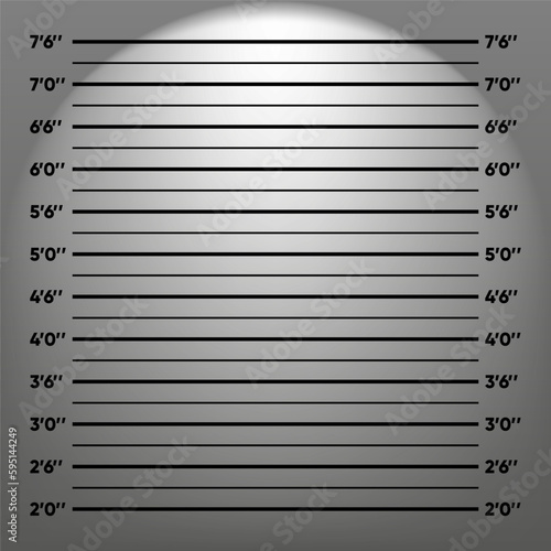 Police lineup mugshot background. Shot Up photo for arrest. Background for photos of the criminal. Mugshot concept. Vector illustration.
