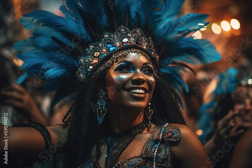 Brazilian dancer at samba in carnival of Rio in Brazil. Generative AI