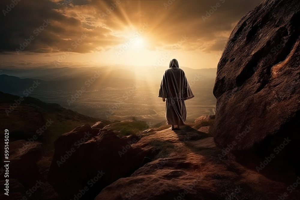 jesus on a mountain created with Generative AI technology