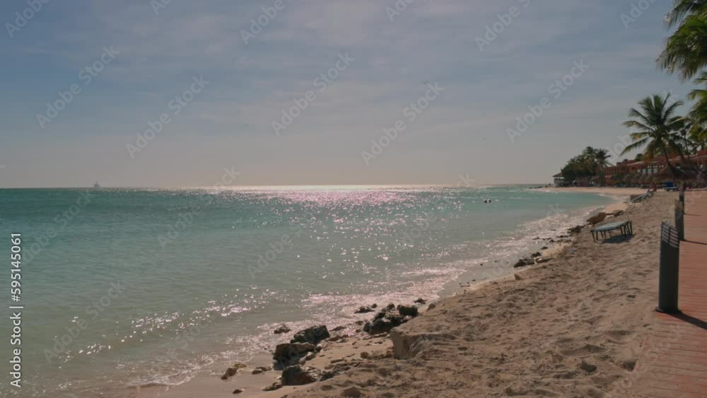 Amazing sunset view of from hotel beach of Aruba Island. Caribbean. Amazing sunset view of from hotel beach of Aruba Island. Caribbean.