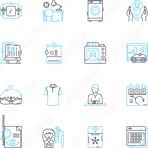 Copier linear icons set. Photocopy , Print , Scanner , Duplex , Automatic , Black , White line vector and concept signs. Tr ,LCD ,Paper outline illustrations