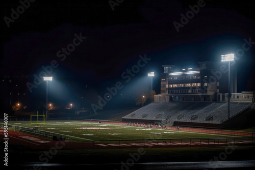 Football stadium at night, generative ai