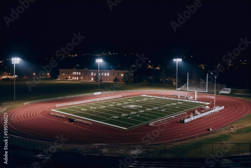 Football stadium at night, generative ai