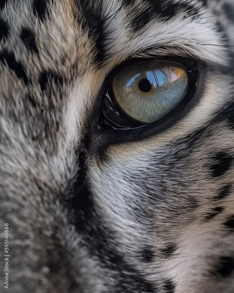 Snow Leopard Eye close-up  The Watcher Series, Generative AI