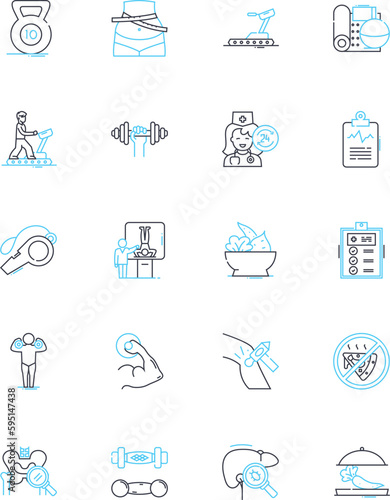 Occupational therapy linear icons set. Rehabilitation, Independence, Health, Wellness, Function, Mobility, Assistance line vector and concept signs. Adaptation,Adaptability,Rehabilitation outline