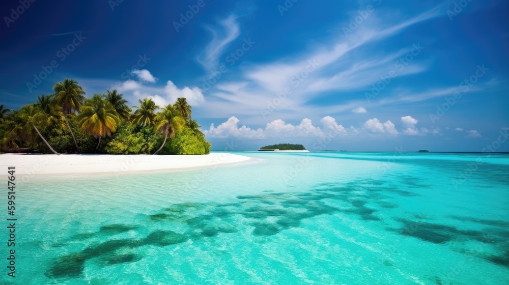 Fototapeta premium Exotic tropical beach Generative AI