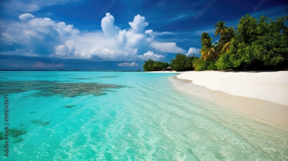 Fototapeta premium Exotic tropical beach Generative AI