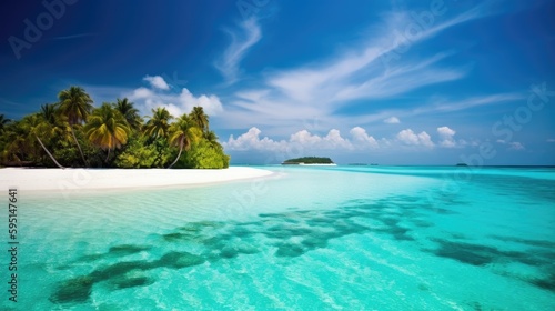 Exotic tropical beach Generative AI