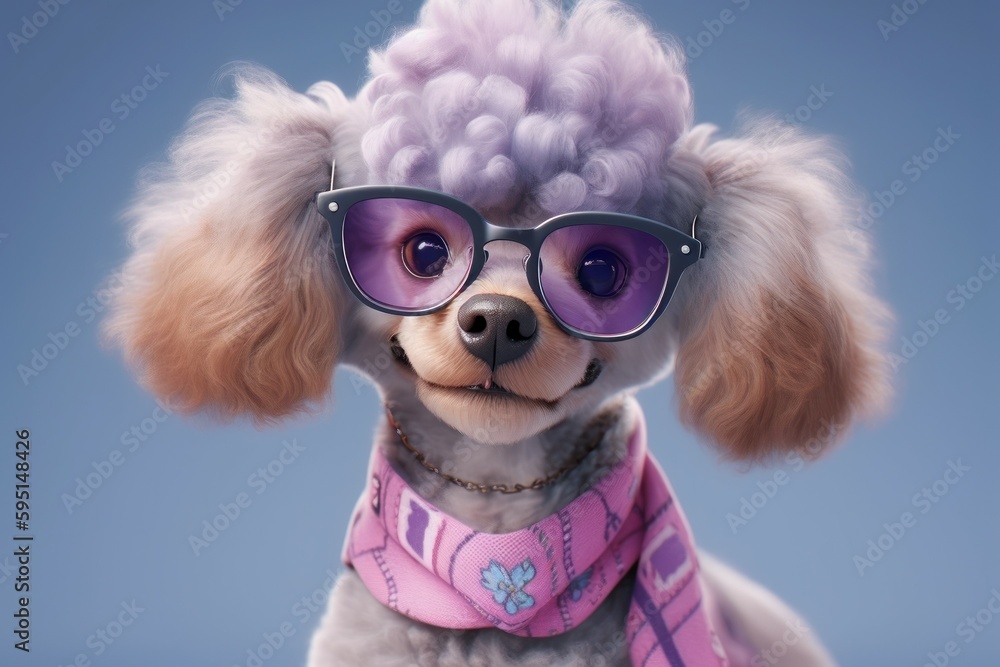 Anthropomorphic dog poodle dressed in human clothing. humanized animal concept. AI generated, human enhanced