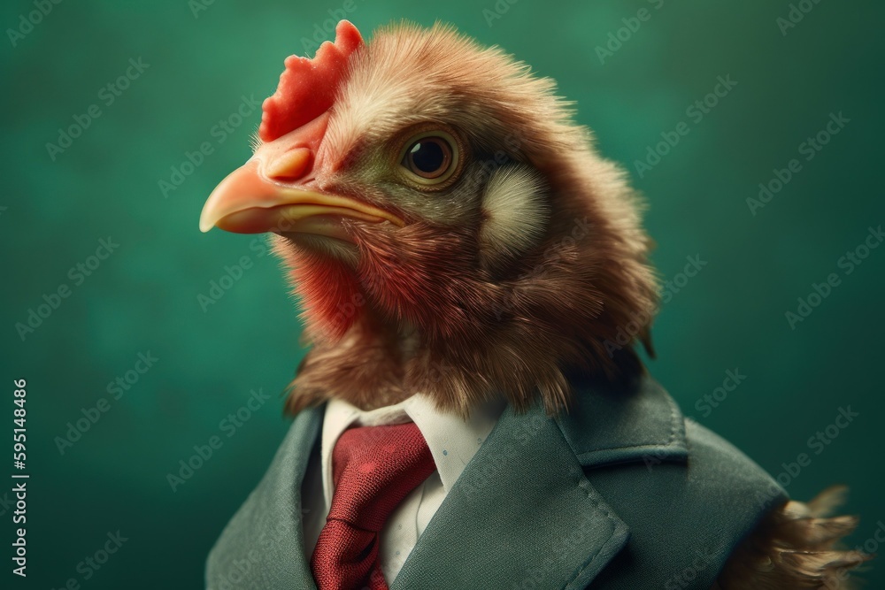 Anthropomorphic chick dressed in a suit like a businessman. business concept. AI generated, human enhanced