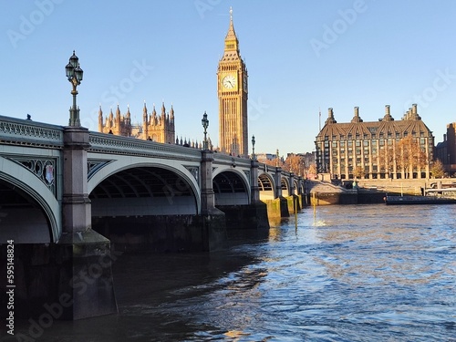 London  classic but gold  Big Ben and the Westminster Bridge