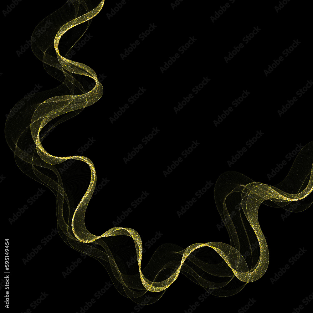 Obraz premium Gold splash and motion abstract graphic with glitter on black background. eps 10