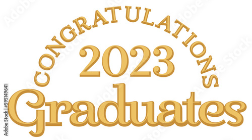 Light Gold on Dark Gold Classic Graduation Banner Text with Congratulations in Arch above 2023 and Graduation below