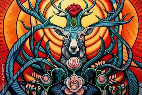 A tattoo of a deer, generative ai
