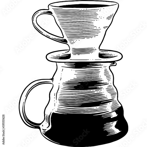 Hand drawn Drip Coffee Filter Sketch Illustration